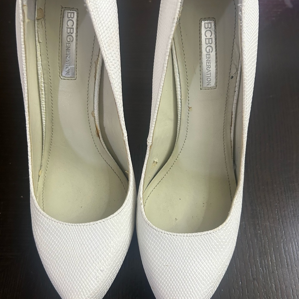 BCBGeneration Women's Textured White Heels